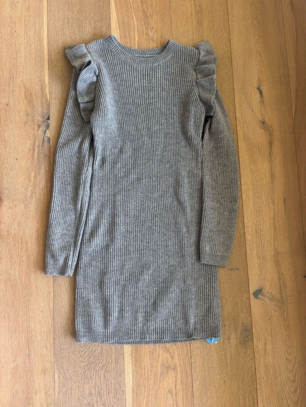 NWT Cupshe Gray Ribbed Knit Long Sleeve Dress